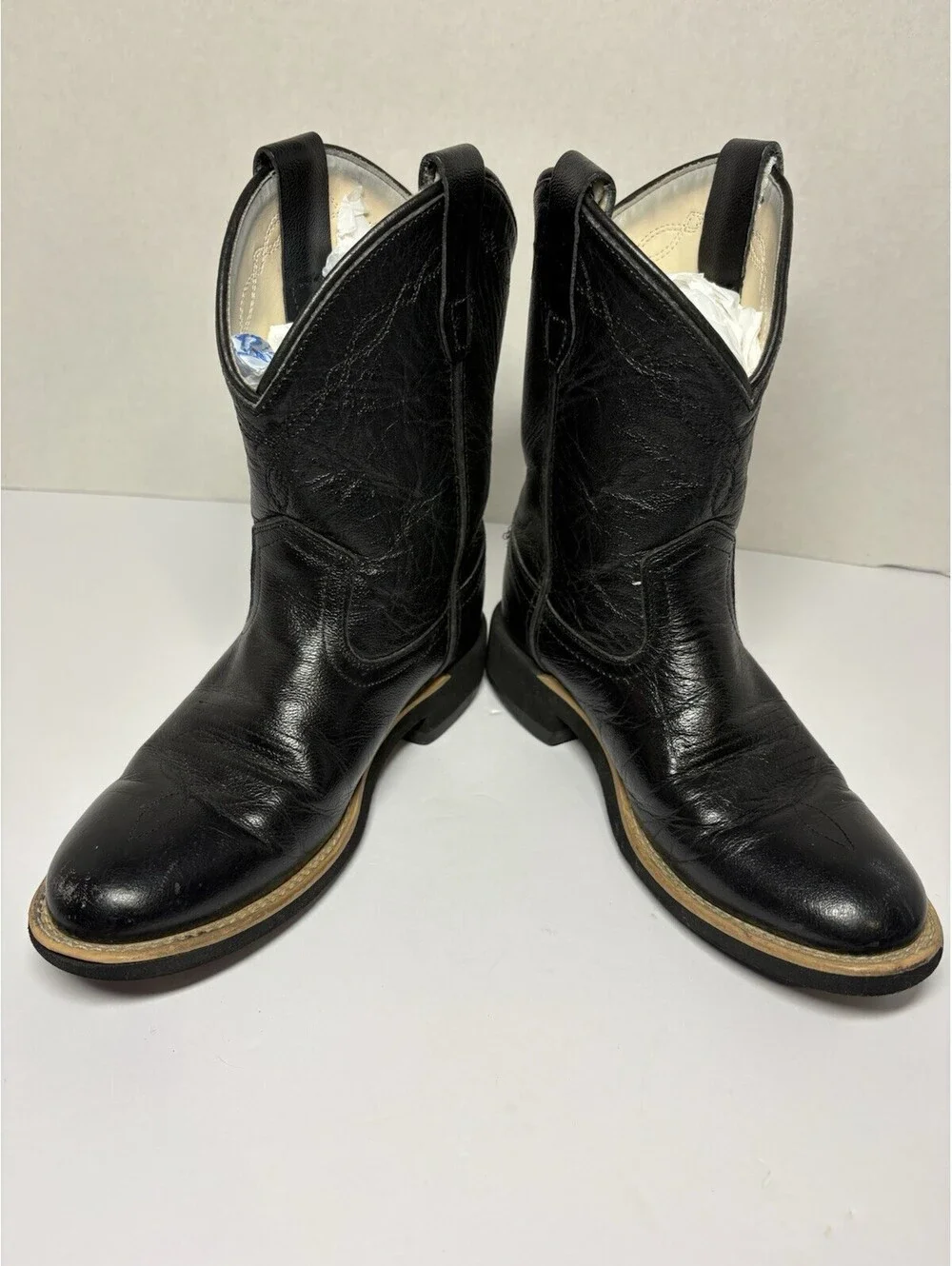 Old West Boots Women 6 Black Leather Western Round Toe B4102 Roper